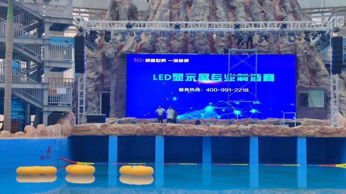 Outdoor LED advertising screen in a busy city street