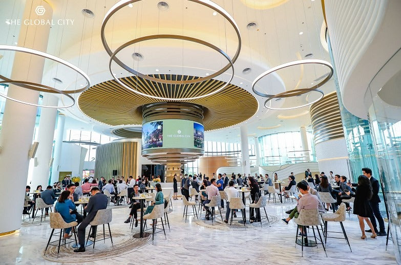 Full-color LED display installed in a hotel lobby