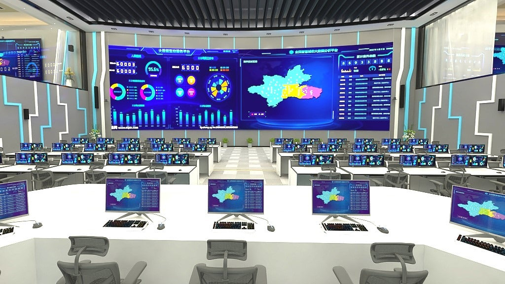 Control room display solution with a large video wall for monitoring