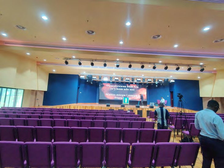 Wesleyan Church, Ghana: P2 LED screen, IP PA system, stage and architectural lighting